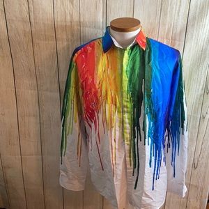 Men’s White Color Drip Pride Dress shirt size XXXL
